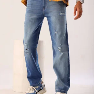 blue straight fit jeans